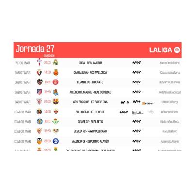 LaLiga modifica horarios de la Jornada 27: Osasuna cambia de día