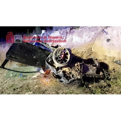 Dos personas heridas en una salida de vía en Valtierra