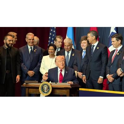 Donald Trump presenta la coalición militar 'Escudo de las Américas' con los líderes latinoamericanos afines