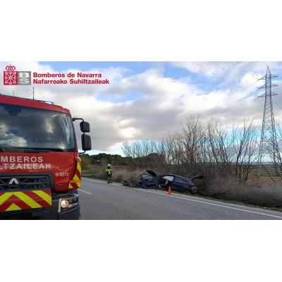 Dos heridos en una colisión frontal entre dos vehículos en Tudela