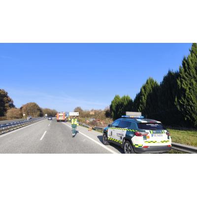 Cortada la carretera de un pueblo de Navarra por un desprendimiento de árboles y rocas sobre la calzada