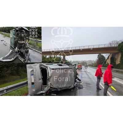 Herido leve en una salida de vía en la A-10 en Arbizu