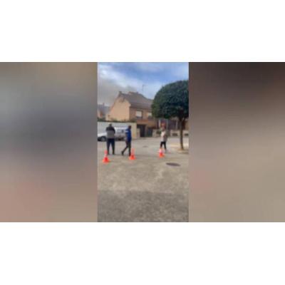 Imágenes del incendio de una vivienda en Cintruénigo