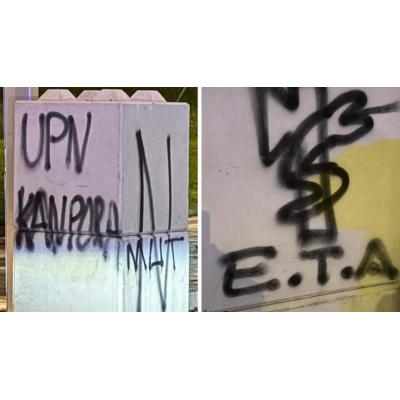 Proetarras empañan el Día de la Juventud en Sarriguren: pintadas de ETA y “UPN Kanpora” en la carpa festiva