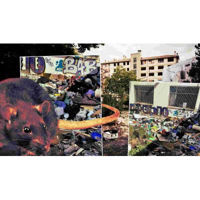Ratas y toneladas de basura: así ha quedado la antigua ikastola Jaso tras el paso de los okupas